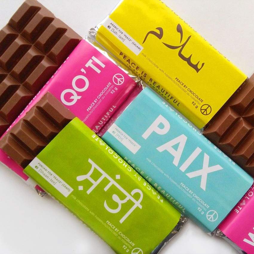 Image for Daily bite: Peace by Chocolate spreads message with chocolate bar