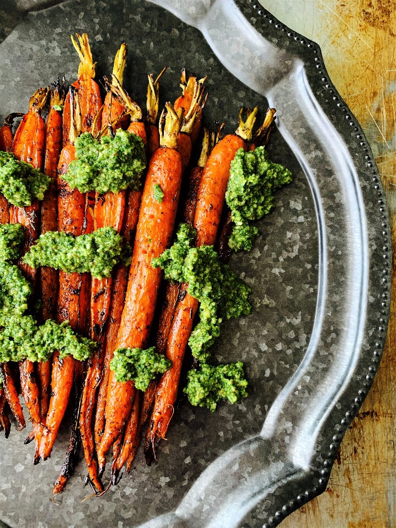 Image for Renée Kohlman’s balsamic roasted carrots with gorgeous greens pesto