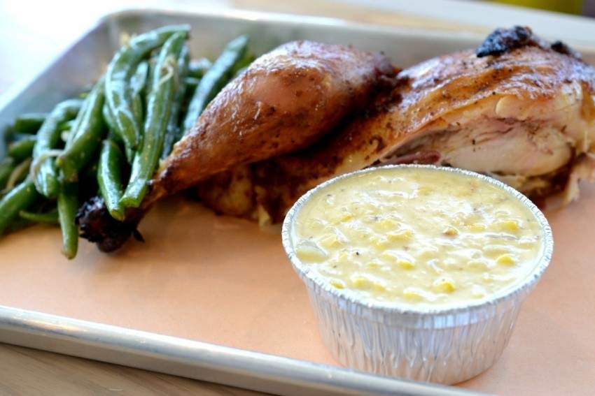 Butchie's smoked chicken with creamed corn