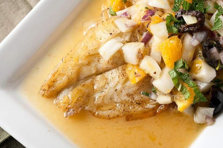 Panfried halibut with orange fennel salsa Eat North