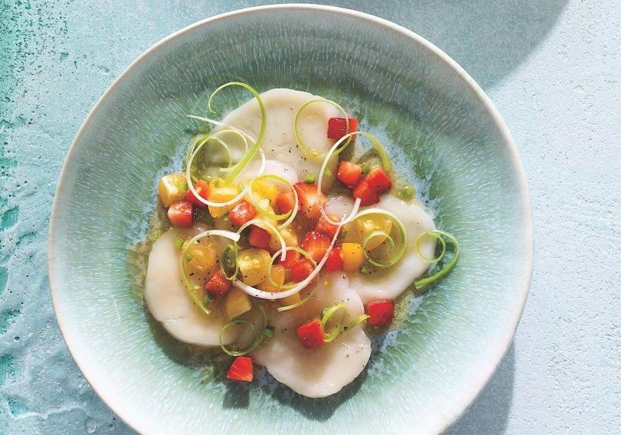 Ricardo's scallop crudo with strawberry salsa Eat North