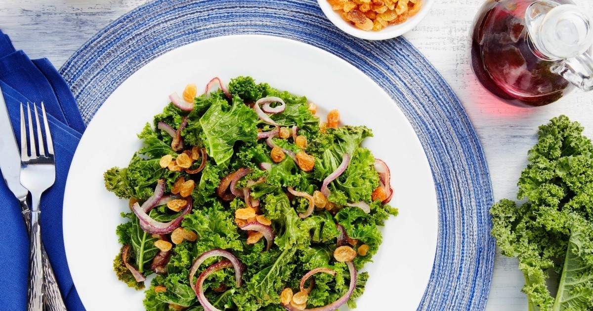 Sautéed kale with golden raisins & onions Eat North