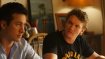 Scene from Heated Rivalry Season 1 finale showing Ilya Rozanov and Shane Hollander sharing a pasta meal at the cottage.