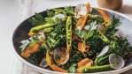 Image for Broccolini and snap pea salad with tahini-soy dressing from Gather cookbook