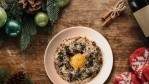 Image for Bridgette Bar's mascarpone polenta with glazed mushrooms, fried egg, and Parmesan