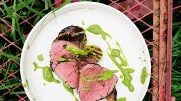 Image for Araxi's whole grilled beef tenderloin with green tomato salsa 