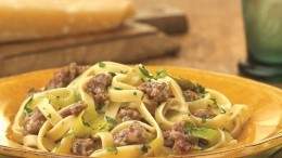 Image for Creamy fettuccine with Italian sausage and leeks