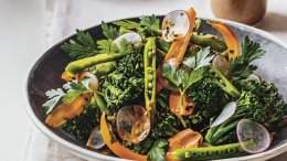 Image for Broccolini and snap pea salad with tahini-soy dressing from Gather cookbook