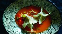 Image for Lynn Crawford&#039;s carrot lemongrass soup with ginger pork dumplings