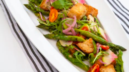 Image for Charred spring asparagus panzanella recipe
