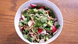 Radish and sesame soy noodle salad