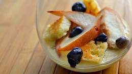 Earl grey-infused creme anglaise with roasted fruit