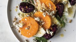 Excerpted from the Eat With Us cookbook with permission by Penguin Random House. Image for Roasted beet, fennel and citrus salad from the Eat With Us cookbook