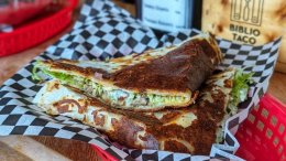 The Biblio Taco at Biblio Taco in Cumberland, BC. A must-try dish on Vancouver Island writes Dan Clapson.