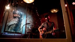 Photo of Ryan Langlois performing at Blue Jay Sessions in fall 2020 by Michelle Spice Photography.