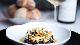 Black Himalayan risotto with giant red sea cucumber, pig's trotter, butternut squash and basil from 2017's Unsung Heroes Festival. Photo courtesy of Leila Likes. Image for Daily bite: Blue Water Cafe showcases uncommon Ocean Wise proteins in 14th annual Unsung Heroes Festival. Black Himalayan risotto with giant red sea cucumber, pig's trotter, butternut squash and basil from 2017's Unsung Heroes Festival. Photo courtesy of Leila Likes.