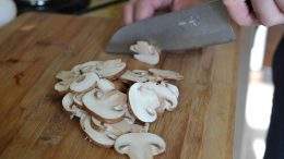 Dan Clapson chopping mushrooms