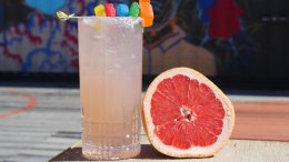 Vendome's candy-garnished Pride Paloma is one cocktail of many helping to support Skipping Stone Foundation this month.