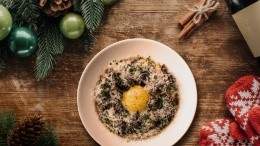 Image for Bridgette Bar's mascarpone polenta with glazed mushrooms, fried egg, and Parmesan