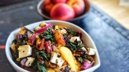 Image for Grilled chard and halloumi salad
