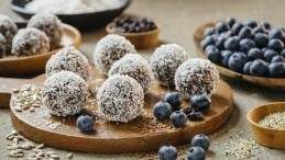 Image for No bake blueberry cocoa seed bites