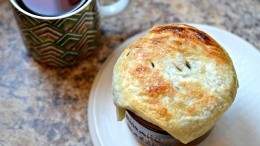 Wine poached pear pot pie