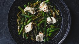 Image for Make it at Home: Dan Clapson's grilled scallion, green bean, and mozzarella salad