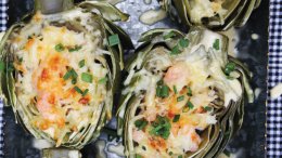 Image for An easy recipe for seafood-stuffed artichokes from "The Krause Berry Farms Cookbook"