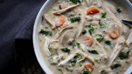 Image for Ashley Fehr's creamy turkey, mushroom & rice soup
