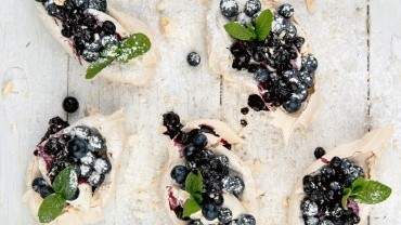 Image for Araxi&#039;s lavender meringues with blueberries and mint