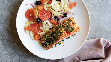 Image for Try this recipe for baked salmon with gremolata crust from 'Everyday Mediterranean'