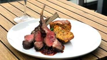 Image for Grilled Ontario lamb with maple red pepper relish from Victor Restaurant