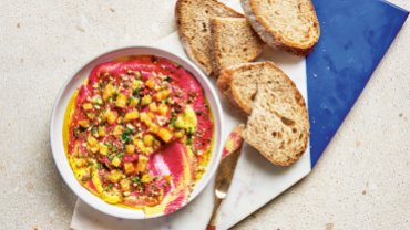 Image for Pink and gold beet dip from the Eat, Habibi, Eat! Cookbook