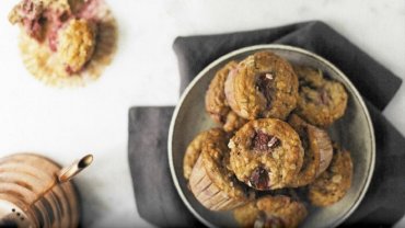 Image for Roasted strawberry oat muffins from the Bake the Seasons cookbook