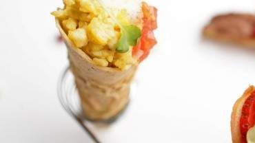 Image for MasterChef Junior competitor Zac Kara&#039;s savoury breakfast waffle cone