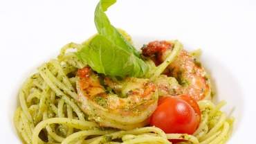 Image for Camelina pesto pasta with shrimp