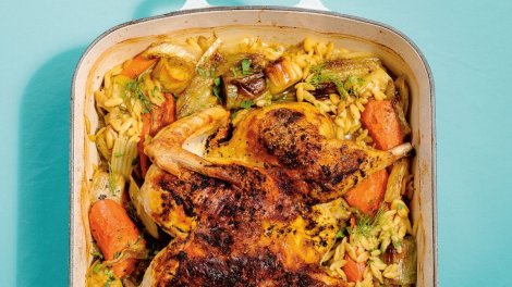 Image for Mary Berg's recipe for chicken noodle roast chicken