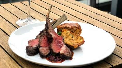 Image for Grilled Ontario lamb with maple red pepper relish from Victor Restaurant