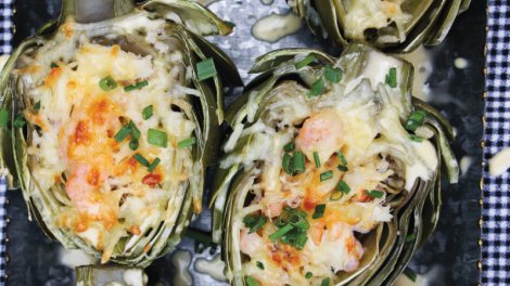 Image for An easy recipe for seafood-stuffed artichokes from "The Krause Berry Farms Cookbook"