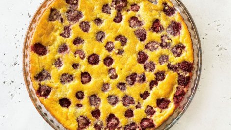 Image for Summer recipe: Raspberry clafoutis from the 'Prairie' cookbook