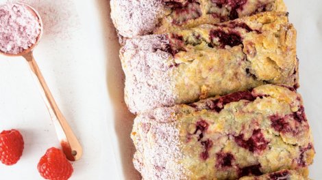 Image for Holiday baking recipe: White chocolate raspberry scones