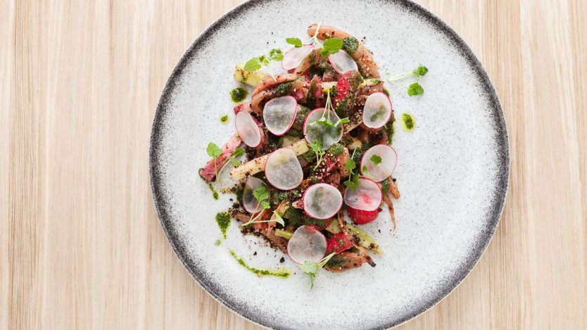 Image for Beach Bay Cafe&#039;s radish salad with olive soil and tarragon oil