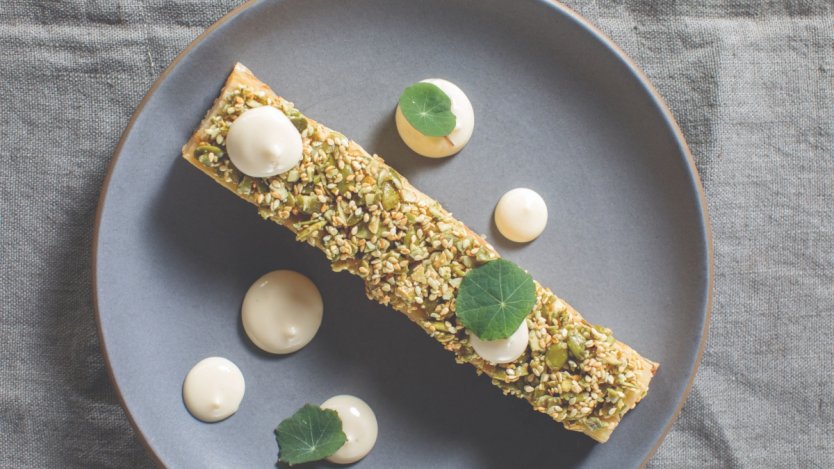 Image for Chef Andrea Carlson's celeriac pavé with white miso
