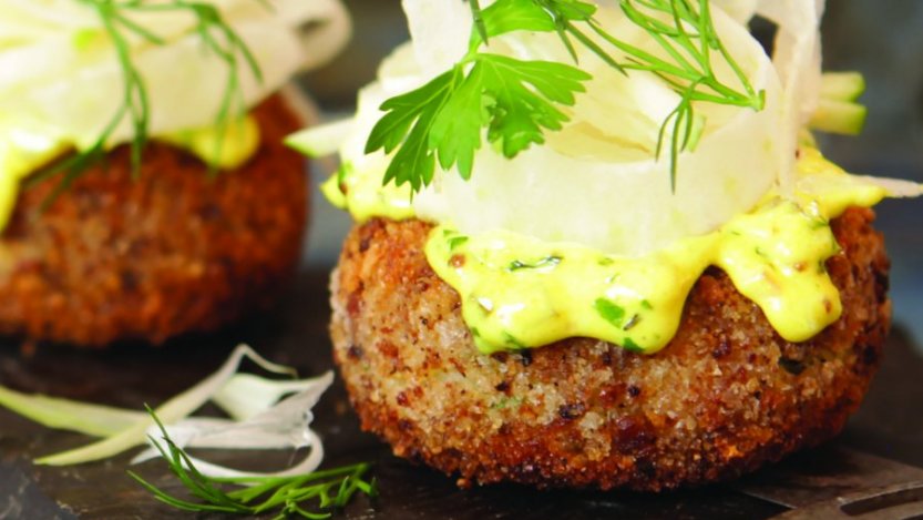 Image for Stella's Eatery's Pickerel Cakes with Fancy Tartar Sauce & Fennel Slaw