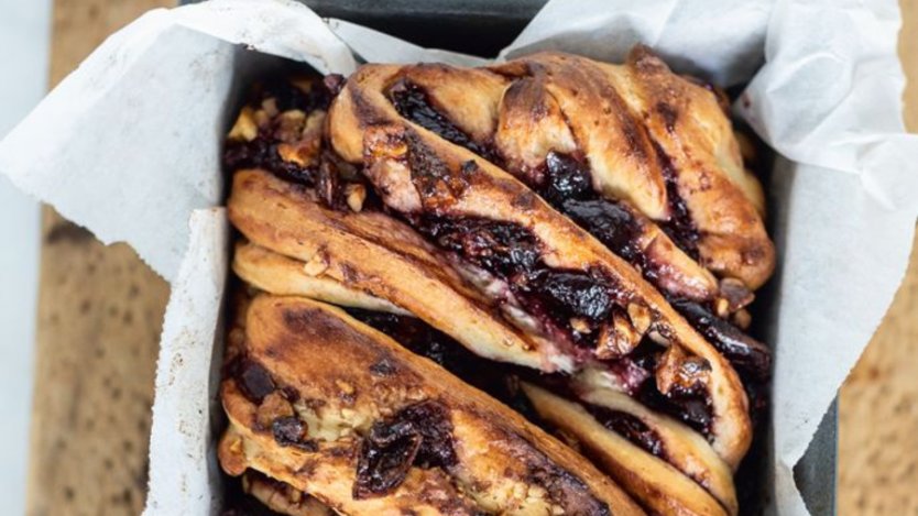 Photos and recipe provided by Penguin Random House. Image for Make this tasty cherry walnut babka from the 'Two Chefs in the Garden' cookbook