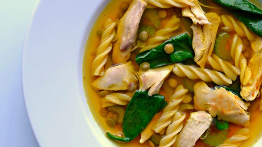 Image for Curried lentil chicken noodle soup