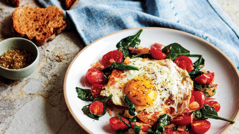 Image for Make this egg and halloumi breakfast plate from the 'Everyday Mediterranean' cookbook