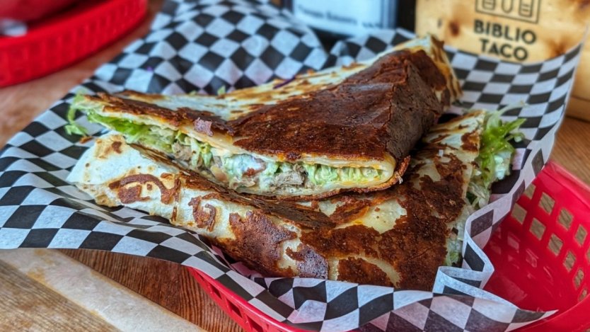 The Biblio Taco at Biblio Taco in Cumberland, BC. A must-try dish on Vancouver Island writes Dan Clapson.