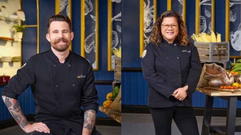 Chefs Dale Mackay (left) and Nicole Gomes (right).