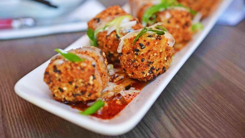 Crispy tofu with kimchi and lemon aioli from Anju.